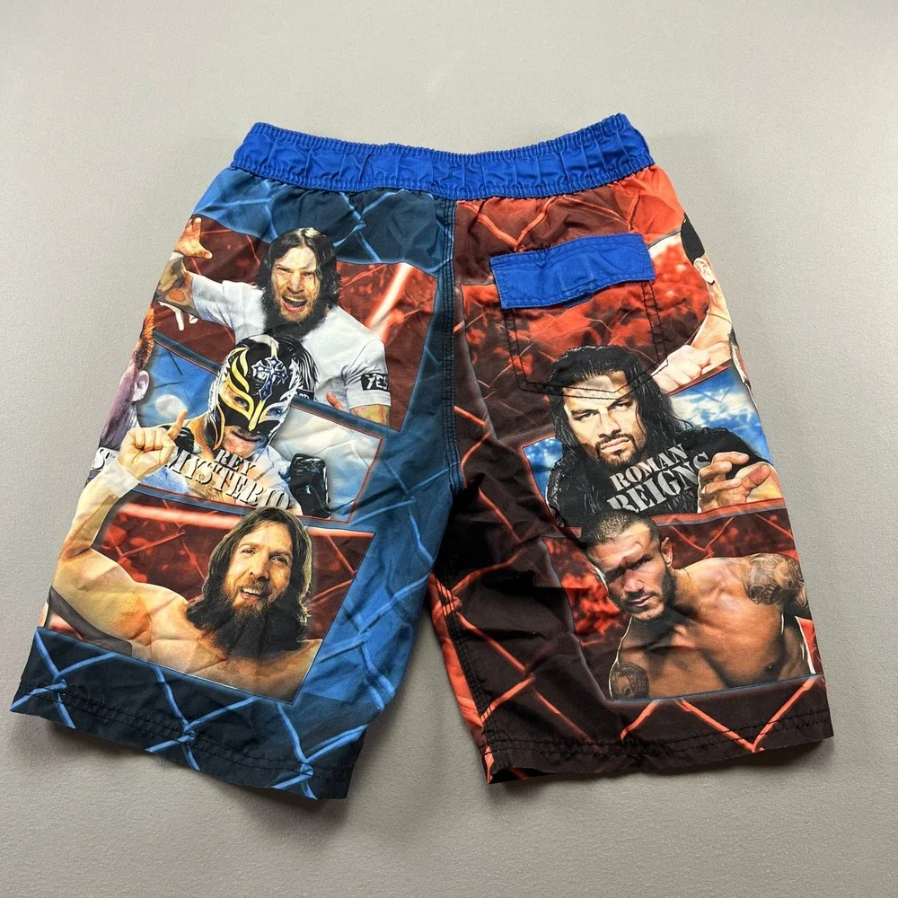 Wwe Swim Trunks Boys L (10/12) Multicolor All Over Legendary Wrestlers Graphic